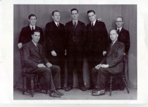 Glasgow prayer meeting in the 1930s (Revs W. Maclean, A. McPherson, and D. Maclean are in the centre)